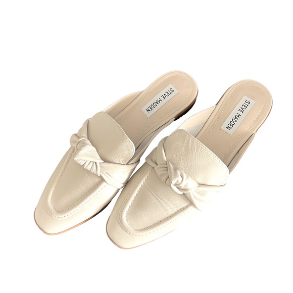 Steve Madden Chart Leather Knot Detail Flat Mules Mules NIB - Picture 3 of 16